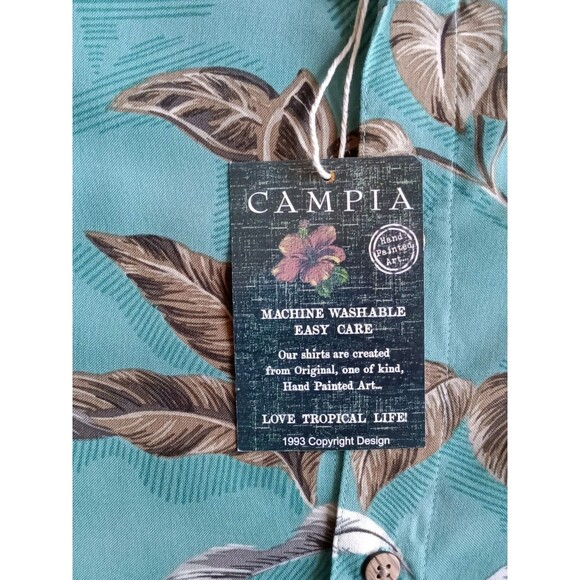 Campia Hawaiian Shirt Men's XXL Floral Print Front Pocket Blue Short Sleeve - Picture 5 of 8